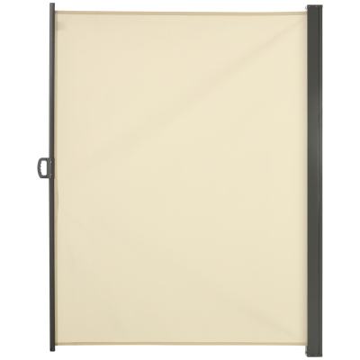 Outsunny 118" x 79" Retractable Side Awning Patio Outdoor Folding Privacy Screen with Resistance to UV Rays & Wind, Cream White