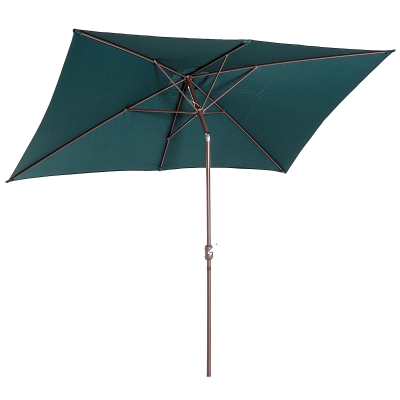 Outsunny 6.5x10ft Rectangle Aluminum Tilt Patio Umbrella Garden Market Parasol Outdoor Sunshade Canopy with Crank(Green)