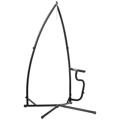Outsunny Hammock Chair Stand Only, Metal C-Stand for Hanging Hammock Chair with Tray for Indoor, Outdoor, Porch, Patio, Black