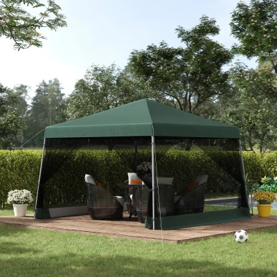 Outsunny Adjustable Pop Up Canopy Tent with Netting, Green