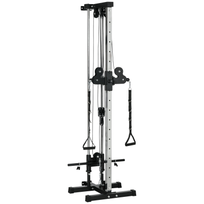 Soozier Wall Mount Cable Station, 15 Positions Adjustable Dual Pulley Machine Cable Crossover Machine for Home Gym
