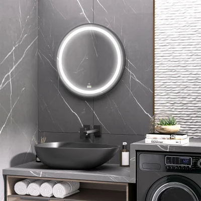 Bathroom Mirror 23.5" x 1.5" x 23.5" Black