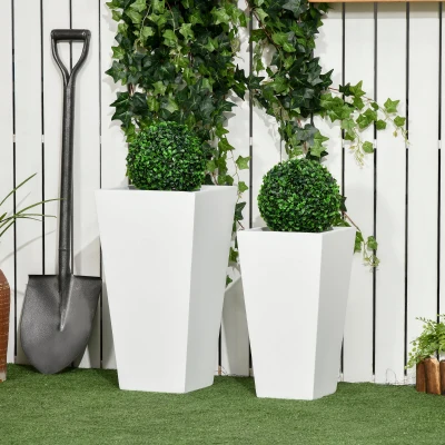 Outsunny 2-Pack Outdoor Planter Set, 22in & 18in, White