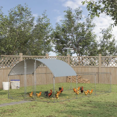 PawHut Large Metal Chicken Coop, Waterproof Dome Run, 9.2' x 18.7'