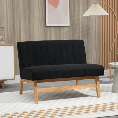 HOMCOM 42" Loveseat Sofa, Space-Saving 2 Seater - Black
