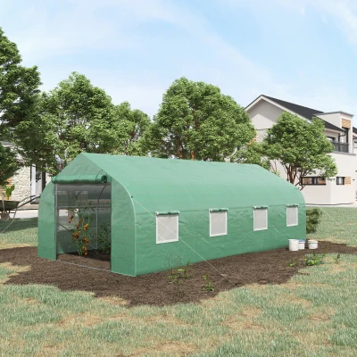 Outsunny 20' x 10' Walk-in Tunnel Greenhouse, Green