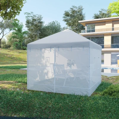 Outsunny 10' x 10' Canopy Walls, Set of 4 Mesh Sidewalls, White