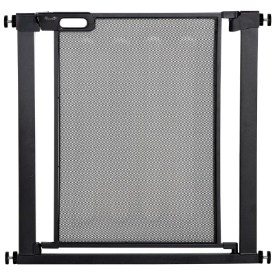 PawHut 29.5"-32.3" Metal Pet Gate, w/ Auto Closing Door, Double Locking, Dog Gate for Doorways, Stairs, Hallways, Indoor/Outdoor, Black