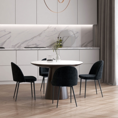 HOMCOM Modern Dining Chairs, Mid-Back Velvet-touch Upholstery Side Chair, Table Chair for Living Room, Dining Room, Black, Set of 4