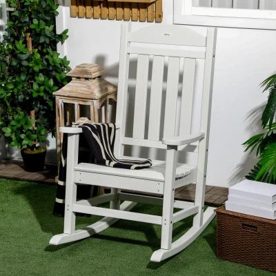 Outsunny Outdoor Rocking Chair, HDPE, Oversized, Light Gray