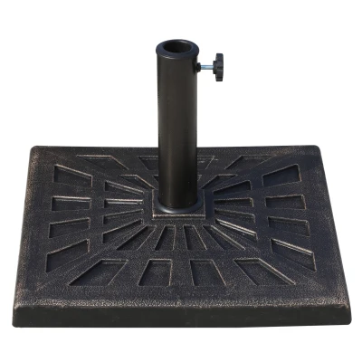 Outsunny 18.5" Square Patio Umbrella Base, Outdoor Resin Parasol Stand Market Umbrella Holder Deck - Bronze