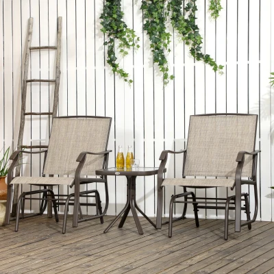 Outsunny 3-Piece Outdoor Glider Chair Set, Mixed Brown