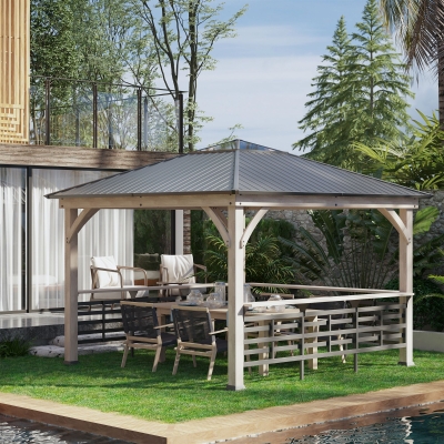 Gazebo 132" L x 132" W x 110.25" H Natural and Bark Brown