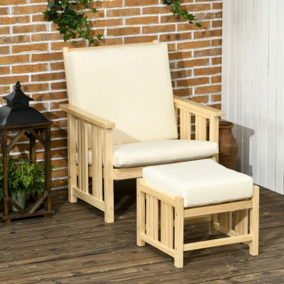 Outsunny 2-Piece Wood Patio Furniture Set, Beige