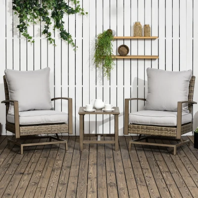 Rattan Bistro Set 26.75" x 28" x 32.75" Light Gray
