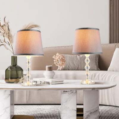 HOMCOM Set of 2 Modern Table Lamps, Gray