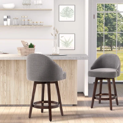 HOMCOM 26" Counter Height Bar Stools, Set of 4, Dark Gray