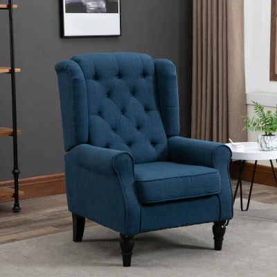 HOMCOM Button-Tufted Accent Chair, Set of 2, Blue