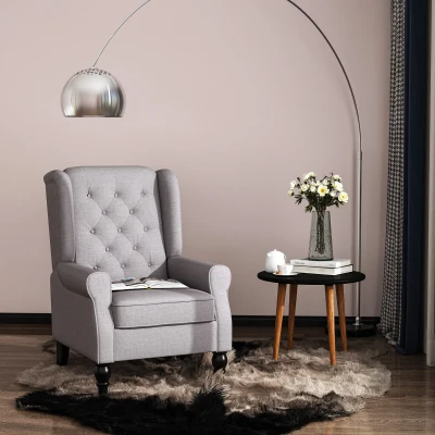 HOMCOM Set of 2 Button-Tufted Accent Chairs, Gray