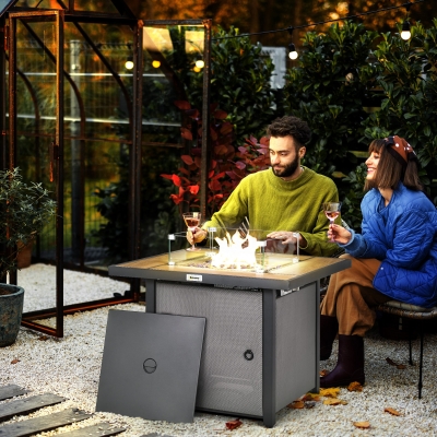 Gas Fire Pit Table 31.5" x 31.5" x 25.25" Brown