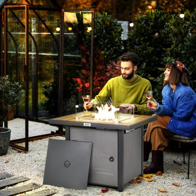 Gas Fire Pit Table 31.5" x 31.5" x 25.25" Brown