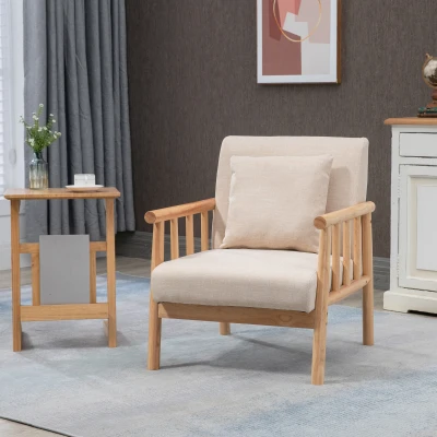 HOMCOM 24.5" Modern Sofa Set of 2, Upholstered Couch, Beige