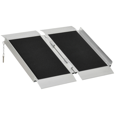 HOMCOM 2' Portable Wheelchair Ramp Aluminum Threshold Mobility Single-fold for Scooter with Carrying Handle