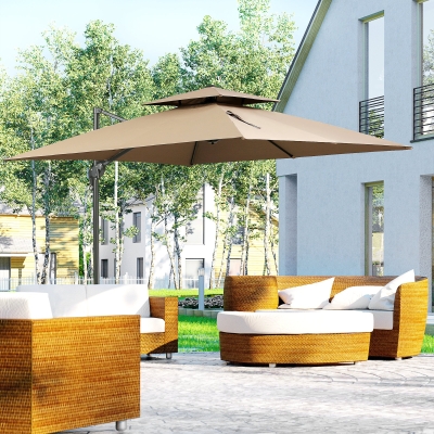 Roma cantilever umbrella 9.8' x 9.8' x 8.9' Coffee