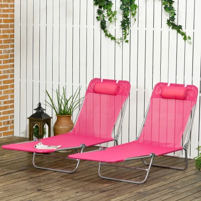 Sun Lounger Set 22"W x 71.75"D x 10.75"H Pink