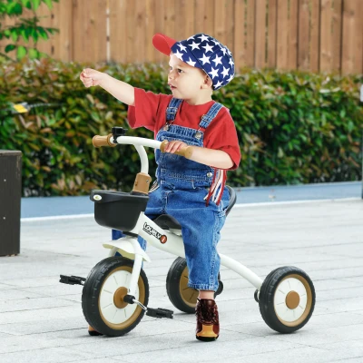 Qaba Toddler Tricycle for Kids Age 2-5, White