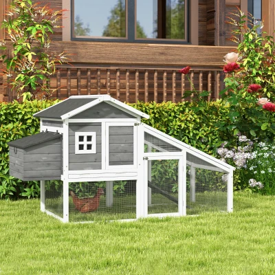 PawHut 69" Wooden Chicken Coop with Run & Nesting Box