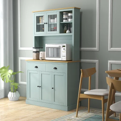 HOMCOM 71" Freestanding Kitchen Pantry Cabinet, Light Blue