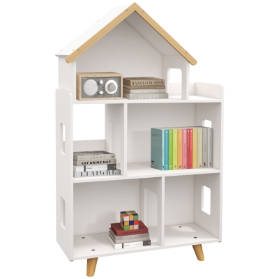 Qaba Toy Storage Organizer Cabinet, 3-Tier Kids Bookshelf for Playroom, Kids Room, Nursery, Kindergarten, White