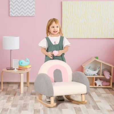 Qaba Gray Rocking Toddler Sofa Chair, Gift for Ages 18-36 Months