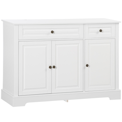 HOMCOM Modern Sideboard Cabinet, Buffet Cabinet with 2 Drawers and Adjustable Shelves, Buffets Tables for Dining Room, White