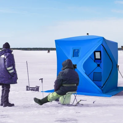 Ice fishing tent 57.5"L x 57.5"W x 63"H Blue