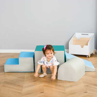Qaba Foam Climbing Blocks for Toddlers, Kids Modular Play Set for Baby Children, Soft Play Equipment for Crawling Sliding, Easy-to-clean Safe DIY Creative, Multicolor