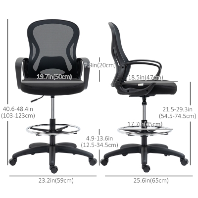Vinsetto Ergonomic Drafting Chair, Mesh Tall Office Chair