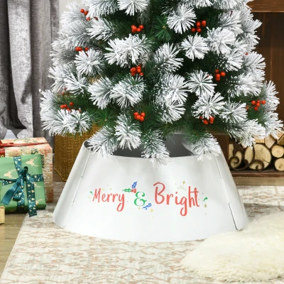 HOMCOM Steel Christmas Tree Collar, 26"x26"x11", Cream White