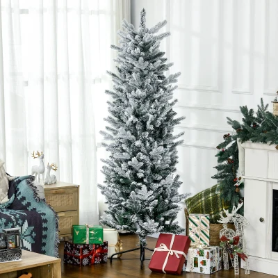 HOMCOM 6' Flocked Artificial Christmas Tree with 477 Branches