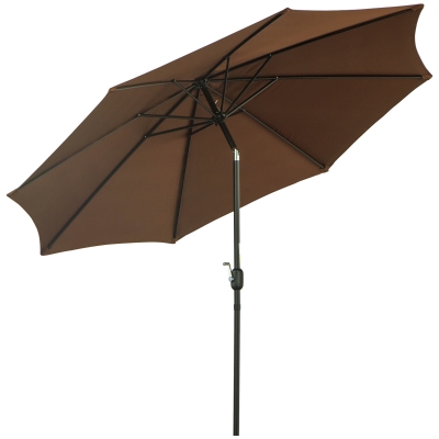 Outsunny 10' x 8' Round Market Umbrella, Patio Umbrella with Crank Handle and Tilt, Outdoor Parasol for Garden, Bench, Lawn, Coffee