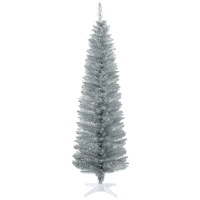 HOMCOM 6' Slim Artificial Christmas Tree with 390 Tips, Silver