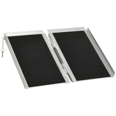 HOMCOM 2ft Wheelchair Ramp Scooter Mobility Non-Skid Layering Portable Foldable Aluminium