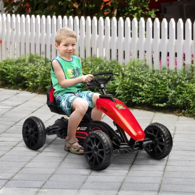 Aosom Kids Go Kart, Red, Shock-Absorbing Wheels