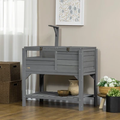 PawHut Tortoise Habitat with Shelf Storage, Indoor, Gray