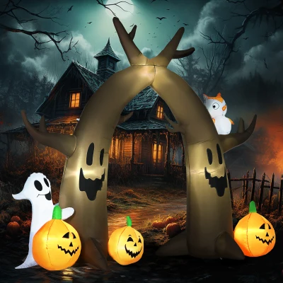 HOMCOM 10FT Halloween Inflatable Dead Tree Archway with LED Lights