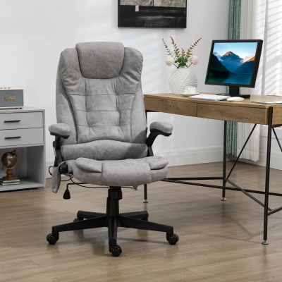 HOMCOM Massage Office Chair with Heat, Reclining High Back, Gray