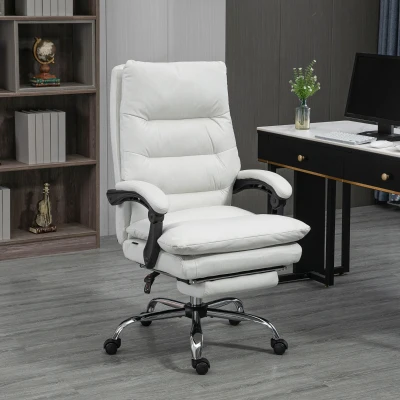 Vinsetto Microfibre Heated Massage Office Chair, Cream White