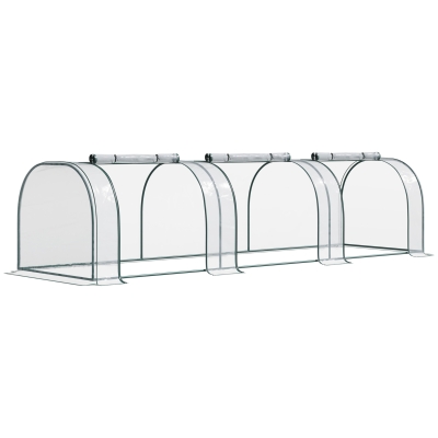 Outsunny 138"x39"x32" Transparent PVC Mini Tunnel Greenhouse Garden Green Grow Shed Portable Plant Flower Warm House Steel Frame Zipped Doors