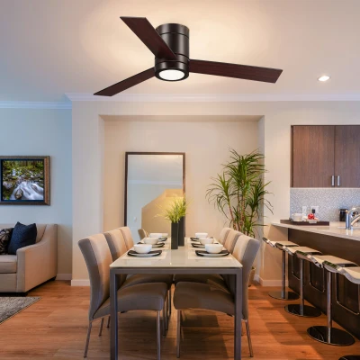 HOMCOM 44'' Ceiling Fan with Light, Remote Control, Brown